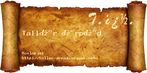 Tallér Árpád névjegykártya